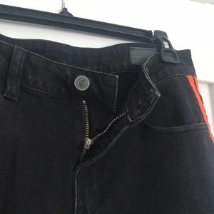ASOS Jeans - Asos Design Cut off Black with Orange stripe jeans ASOS Jeans - Asos Design Cut off Black with Orange stripe jeans